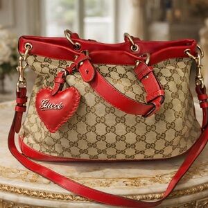 Gucci Beige and Red Shoulder Bag